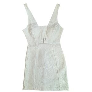 Topshop White Floral Jacquard Cutout Mini Dress Ivory Sleeveless Size US 8